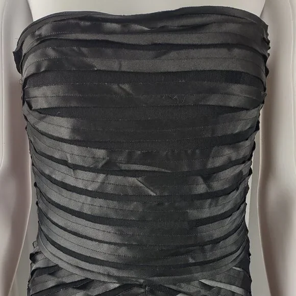 JS Collection Black Strapless Ruched Bodycon Midi Dress – Size Small (EST) - Picture 3 of 12